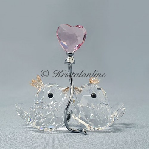 Swarovski Kristal | Silver Crystal | Gevederde Schoonheden | Tortelduiven - Roze Hart | 5492226